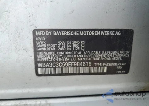 2014 BMW 320 I xDrive from USA, damaged, VIN WBA3C3C59EF984618